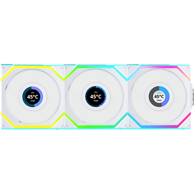Lian Li UNI FAN SL Wireless LCD 120mm White Reverse Blade 3 Pack